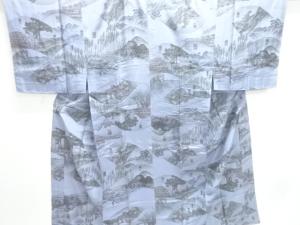 アンティーク　東海道五十三次模様単衣男物長襦袢